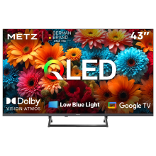 METZ 43MQF7500Z 43 inch (109 cm) QLED 4K UHD Google TV, HDR10+, Dolby Vision en Atmos, HDMI 2.1, VRR, MEMC, ingebouwde Chromecast, drievoudige tuner DVB T/T2/C/S/S2, weinig blauw licht