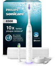 Philips Sonicare serie 6500 elektrische tandenborstel, wit, 2 x opzetborstels, slank reisetui, HX7410/02