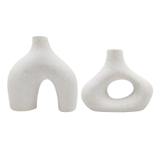 Yuejia Set van 2 witte keramische vazen, dubbele bergvorm, 19 cm/7.4In en 14 cm/5.51In, moderne boho Scandinavische minimalistische decoratie voor woonkamer, bruiloft, eettafel, feest, kantoor en slaapkamer