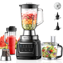 HoninJoy All in One Blender & Keukenmachine, 10 in 1 Professionele Blender voor Smoothies, Ijs Crush, Deegbereiding, Hakken, Malen, Snijden & Raspelen, Vaatwasserbestendig voor Keuken en Huishoudelijk Gebruik