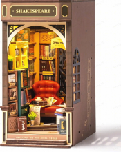 Robotime Rolife boekhandel boek nook DIY 3D puzzel speelgoed 11,4 x 19,5 x 21,8 cm 1 stuk,Wooninrichting, boekenkastdecoratie,Handgemaakte cadeaus voor volwassenen en tieners,Onderwijs speelgoed