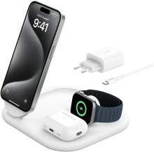 Belkin QI2 3 in 1 magnetische draadloze oplaadstandaard, wit