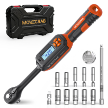 MoveCrab 3/8” digitale momentsleutel 4,2 85 Nm/3 62 ft lb met magnetische bougiesleutel, kruiskoppeling en verlengstuk voor auto's en motoren