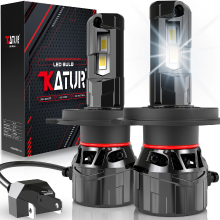Katur H4 LED lamp 120 W 30000LM, 6000K Xenon Wit Plug and Play 1:1 Mini Formaat Hoogrendement Koelsysteem 9003 HB2 Hi/Lo Koplampen, Set van 2