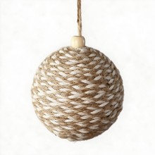 1 Stuk neutrale kruidenpapier kerstbal decoratie 7,98 cm boerderij boho jute touw geweven kerstballen rustiek modern natuurlijke kerstdecoratie voor huis boom krans vakantie rotan decoratie  Stijl C