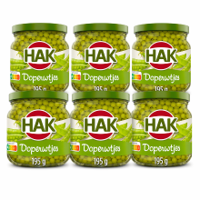 HAK 1/4 Spliterwten Extra Fijn   6 x 195 g