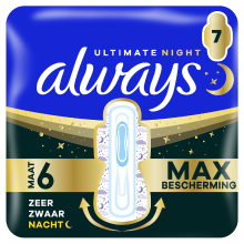 Always ultieme nacht maandverband (maat 6) met vleugels x 7