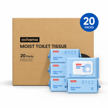 Ochama Vochtig Toiletpapier, 1600 Vellen (80 Vellen × 20 Pakken), Polar Flower Essence, Geschikt voor Gevoelige Huid, Gemakkelijk Doorspoelbaar en in Water Oplosbaar, Persoonlijke Reinigingsdoekjes, Grootverpakking
