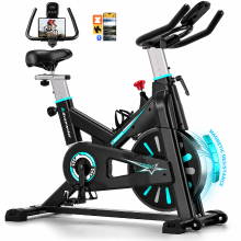 Wenoker Advamsoler indoor spinfiets: instelbare weerstand, lcd display, bluetooth fitness app, soepel en stil riemaandrijfsysteem, 350 lbs draagvermogen, robuust en stevig frame, verstelbare stuur & zadel, transportwielen.