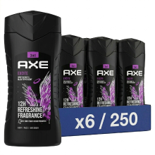 AXE Douchegel 3 in 1 Excite Lichaam, Gezicht, Haarwas 250 ml (6 Pack)