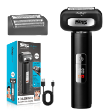 DSP McMagic foliescheerapparaat voor heren, 2 in 1 elektrische scheerapparaat met 2 RVS mesjes, 3 snelheden, LED display, IPX6 waterdicht, USB oplaadbaar (zwart)