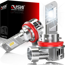 OUSHI H11 LED koplampen, 600% verbeterde lichtopbrengst, 6500K xenonwit, 1:1 mini formaat, H11 H8 LED lampen, 30000 lm, plug and play H9 lamp, set van 2