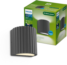 Philips Zyra Wandlamp   Buitenverlichting   Schijnt in twee richtingen   Warmwit licht: 2700K   Antraciet   Aluminium   PowerShield coating   Lange levensduur
