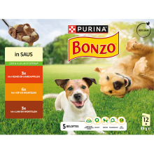 Bonzo Mixpakket 12 stuks rund/kip/lam in saus