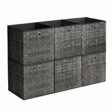 JOYFURNOS Set van 6 Vliesstof Organizerdozen met Handvat, Opbergdozen, voor Kubusrek, Rustiek Bruin en Zwart