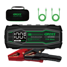CAROSS 2000 A 12 V Draagbare Jumpstarter, Zwart, 20000 mAh Lithium ionbatterij, Vonkvrije technologie en bescherming tegen omgekeerde polariteit, Boost functie, 2,3 inch LED scherm, QC 18 W snelladen, Beschermhoes inbegrepen