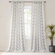 PONY DANCE Linnen Gordijnen Linnenmix met Stervormig Diamantpatroon, Organisch Katoen, Verduisterende Draperie met Lichte Doorlaatbaarheid voor Slaapkamer of Woonkamer, Natuurlijk, B132 x L220 cm, Set van 2 Panelen