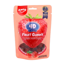 Amos 4D fruitgum sappige explosie   aardbei 65 g
