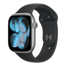 Apple Watch Series 11, 46 mm, GPS + Cellular, Aluminium, Sportband S/M, Grijs (Zwart)