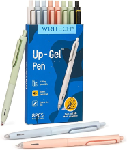 WRITECH gelpennen met fijne punt: 0,5 mm zwarte inktpennen, vlek  en veegvrij, klikpennen, voor dagboekschrijven, schetsen, tekenen en notities maken, intrekbaar, extra fijne punt, soepel schrijvend, stille pennenset, lekt niet door, 8 st., Up Gel