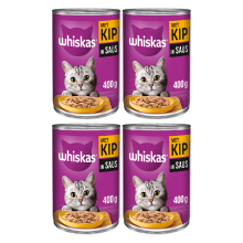 Whiskas natvoer voor volwassen katten kip in saus 400 g * 4