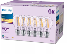 Philips LED Classic Lamp Mat   60 W   E27   Warmwit licht   6 stuks