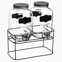 Secret de Gourmet glazen drankjesdispenserset   2 x 4 liter, zwart & transparant