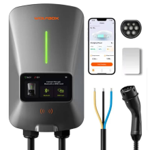 WOLFBOX EV oplaadstation Type 2, 7 kW, 32 A, 1 fase, wallbox met LCD scherm, app bediening en RFID kaart