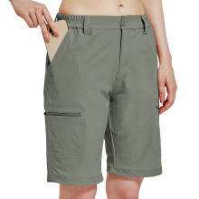 Willit 10 inch wandelcargoshort voor dames, elastische lange golf  en sportshort, sneldrogend, voor buiten in de zomer, saliegroen, L