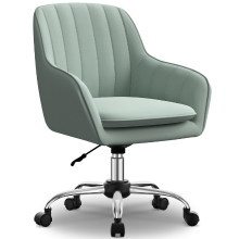 GTIMEX Bureaustoel homeoffice stoel, make upstoel met armleuningen, draaistoel met wielen Fluwelen stoel, in hoogte verstelbaar, voor make uptafel, studeerkamer, slaapkamer, 150 kg) Lichtgroen