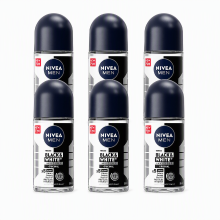NIVEA Men Black & White Invisible Original Deodorant Roller 50 ml (6 Pack)