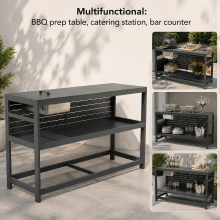 Terrabeta tuinmeubilair, aluminium buitenkeuken werktafel met roestvrijstalen ijsemmer