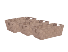 KEVAHOME Set van 3 polypropyleen (PP) gevlochten draagriem, kleine plank, TOTE TAUPE, 12 x 6,5 x 4,5 inch