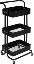 5Five Rollende kar   Zwart metaal, 3 laags, 45 x 36,5 x 86 cm