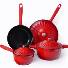 USELUCK Lebof antiaanbakkeramische pannenset (7 delig) – titanium gietaluminium pannen en koekenpannen met deksels, niet giftig, PFAS vrij, compatibel met alle warmtebronnen, parelwit