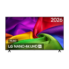 LG 65NU800B6LA 65 inch NANO 4K UHD AI Smart TV, Alpha 7 AI Processor 4K Gen9, HDR10, HLG, webOS 26, AI Sound Pro, Wi Fi, Bluetooth, Zwart