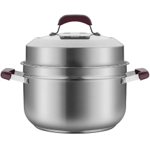 COOKER KING 304 roestvrijstalen antiaanbak stoomsteelpan met dikke bodem en zeef, multifunctioneel gezond kookgerei, PFOA vrij, 24 cm