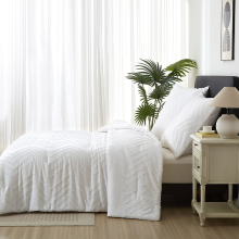 Meeallhome warm doorgestikt beddengoedset van puur katoen voor alle seizoenen, 2 delig, dekbed 140 × 200 cm + kussensloop 65 × 65 cm, neutraal eenvoudig wit