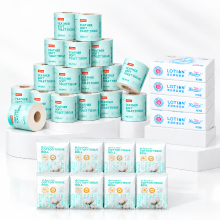 Zijdezachte vochtverzorgingsset   ochama vederzachte toiletpapier, 5 laags, 200 g, 27 rollen, FSC gecertificeerd *1 + Purcotton 100% katoenen gezichtstissues, 400 vellen (8 pakken x 50), draagbaar & individueel verpakt *1 + C&S lotionzachte tissues, 3 laa