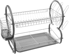 5Five Metalen en plastic afwasrek   Grijs, 44 x 24 x 38 cm