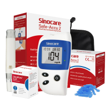 Sinocare Safe Accu2 Bloedsuikermeter Bloedsuikersensor Glucometer Kit met 50 Ppsc Diabetesteststrips Transparante mmol Versie