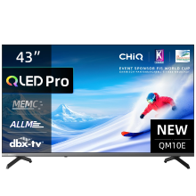 CHiQ U43QM10E 43 inch 4K Ultra HD QLED smart tv met smart Google TV, HDR10, VRR & ALLM, ultradun metaalrandloos ontwerp, Dolby Audio, triple tuner (DVB C/T/T2/S/S2) en dual band wifi.