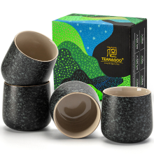 TEANAGOO Keramische Japanse Theekop, 7.2 Oz/205 ml, Houtskool Grijs, H17, 4 Stuks/Doos, Aziatische Theekop Set, Nieuwjaarsuitverkoop, Top cadeau keuzes