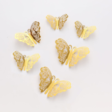 24 Stuks 3D 10 cm x 10 cm vlinder wandstickers, gouden vlindertjes, kamerdecoratie, wanddecoratie