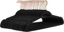 ANQI fluwelen antislip kostuumhangers, zwart/roze goud   set van 50 stuks