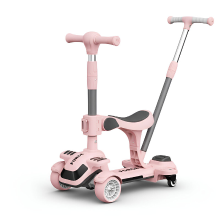 Neuleb 4 wiel kinderstep voor kinderen van 3 8 jaar, kinderstep met draaibaar zitje, maximale belastbaarheid 100 kg, verstelbare hoogtes, sturen door te leunen, geschikt voor jongens en meisjes, roze