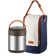Maxcook 304 roestvrijstalen geïsoleerde voedselcontainer thermos voor warme maaltijden   vacuüm roestvrijstalen thermische lunchbox, lekvrije soepthermos, brede opening geïsoleerde voedselcontainer 1,4 L MCTG0888 met opbergtas