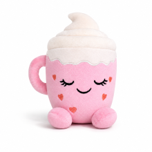 Flooffees London Pink Pluche Mok Speelgoed – Schattig Kawaii Pluche Speelgoed met Opwiptopping, 25 cm Knuffelbare Bureaubuddy, Slaapkamerdecoratie & Cadeau voor Kinderen
