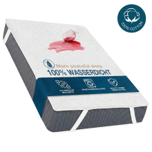 XLLX 100% Katoen, Waterdichte Matrasbeschermer, Ademende Matrastopper, Antislip met 4 Hoekbanden, Vlekbescherming, Wasbaar, Waterdicht, Kreukvrije Matrastopper, Ademend, Wit, 140 x 200 cm