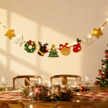Huacan D stijl   Kerstwimpel met loftekst + lichtsnoer